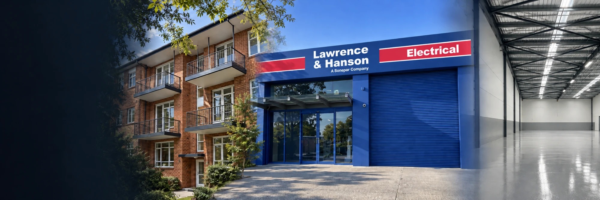 Commercial and strata painting by Proview Painting — a strata block, an L&H Electrical shopfront and a warehouse interior