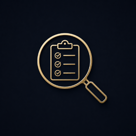 Inspection — checklist under magnifier