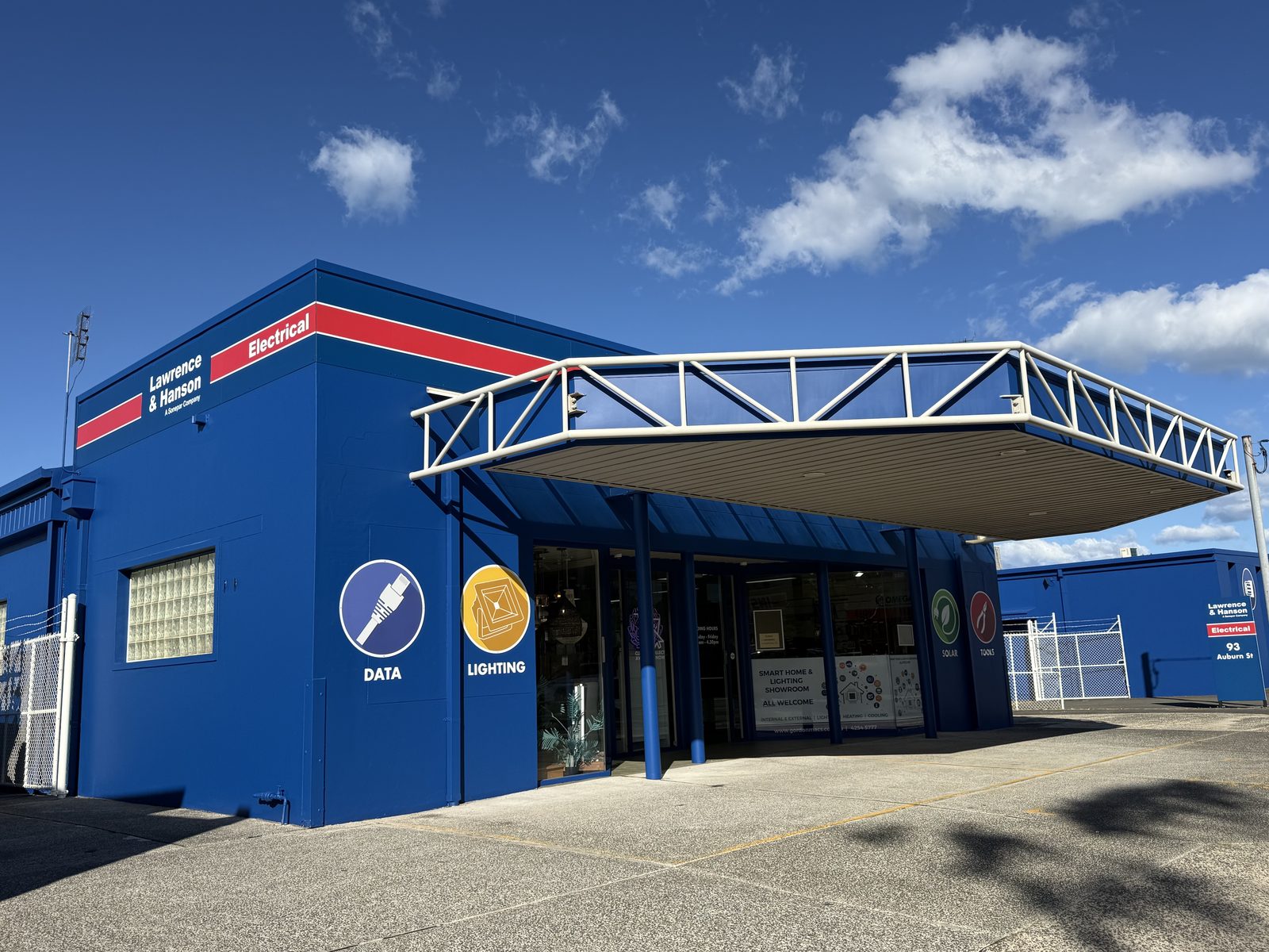 Entry canopy and repainted facade