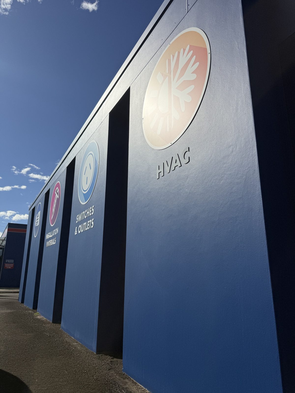 HVAC graphic on the repainted side elevation