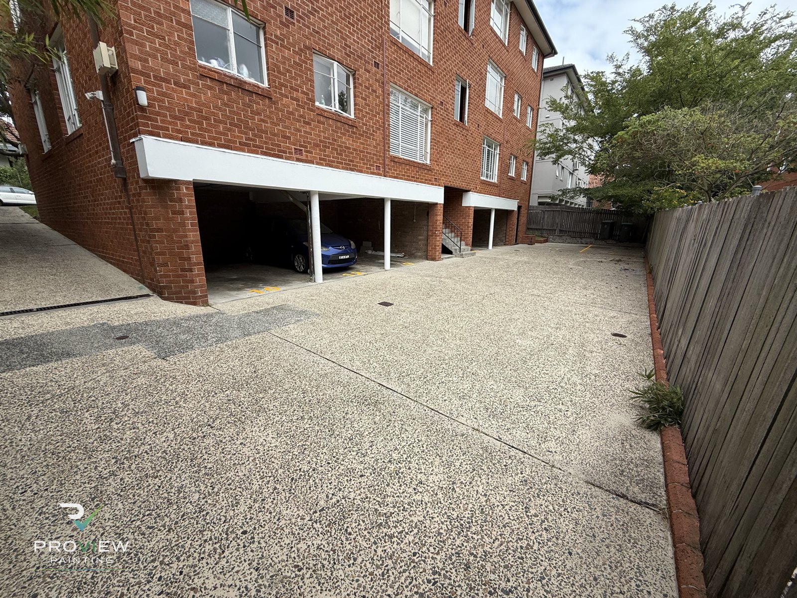 Car park and driveway after pressure washing
