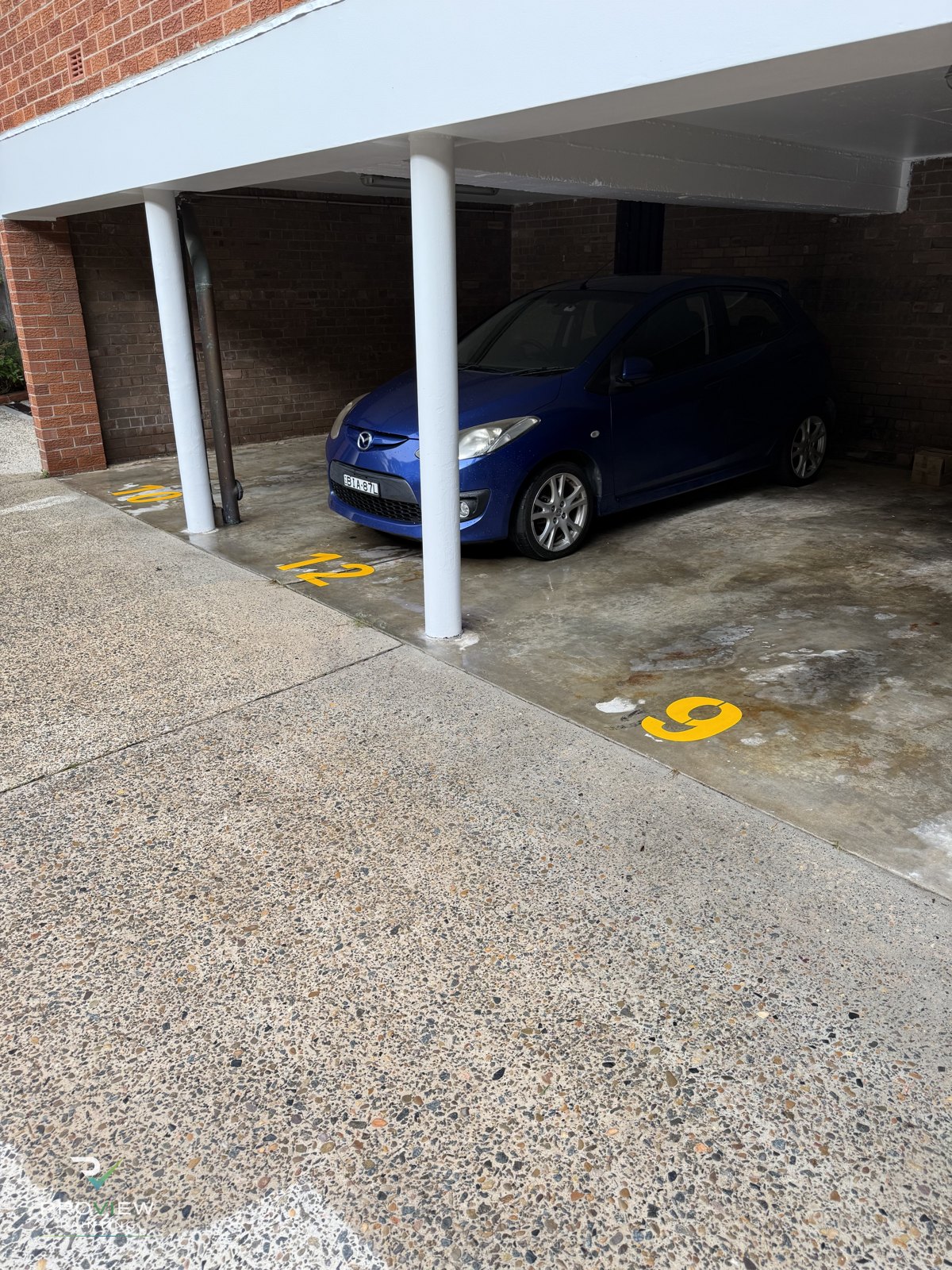 Numbered car space line marking in the car park